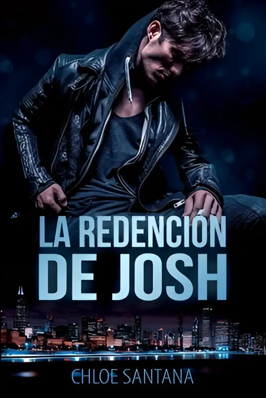 Donkere leren jas met glanzende afwerking en zichtbare stiknaden uit la redención de josh