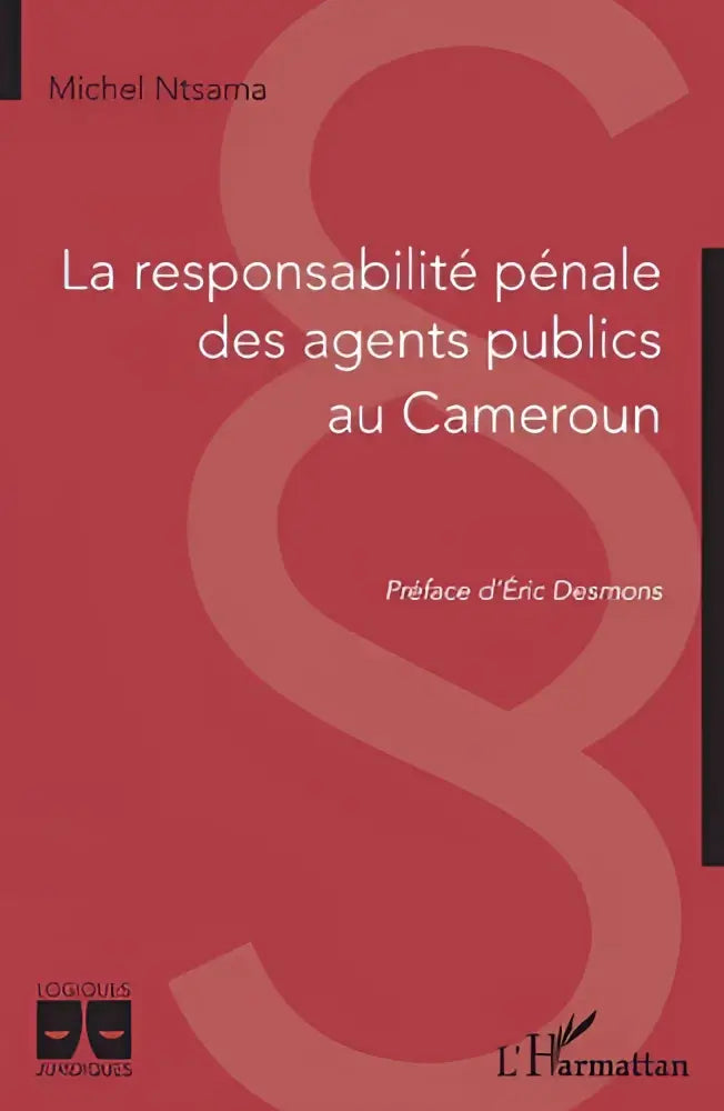 Rood boek met witte tekst en grote transparante s over de verantwoordelijkheid van publics au cameroun