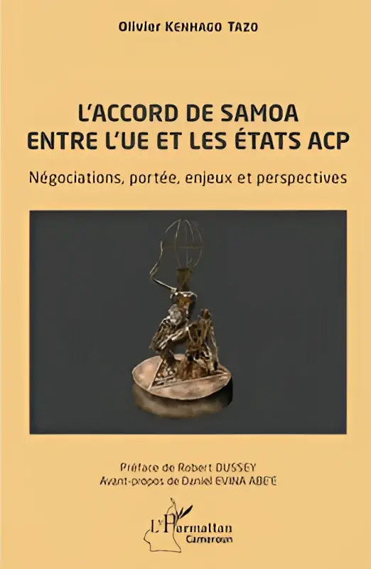 Bronzen metalen beeldhouwwerk van een figuur die een sierlijke globe vasthoudt over samoa entre l’ue, enjeux et perspectives