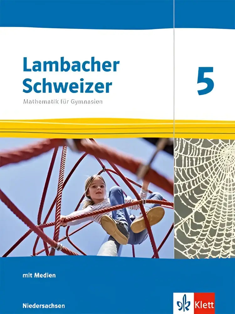 Lambacher schweizer mathematik 5 schulbuch klasse 5 niedersachsen kind op rood touwklimrek met spinnenwebillustratie