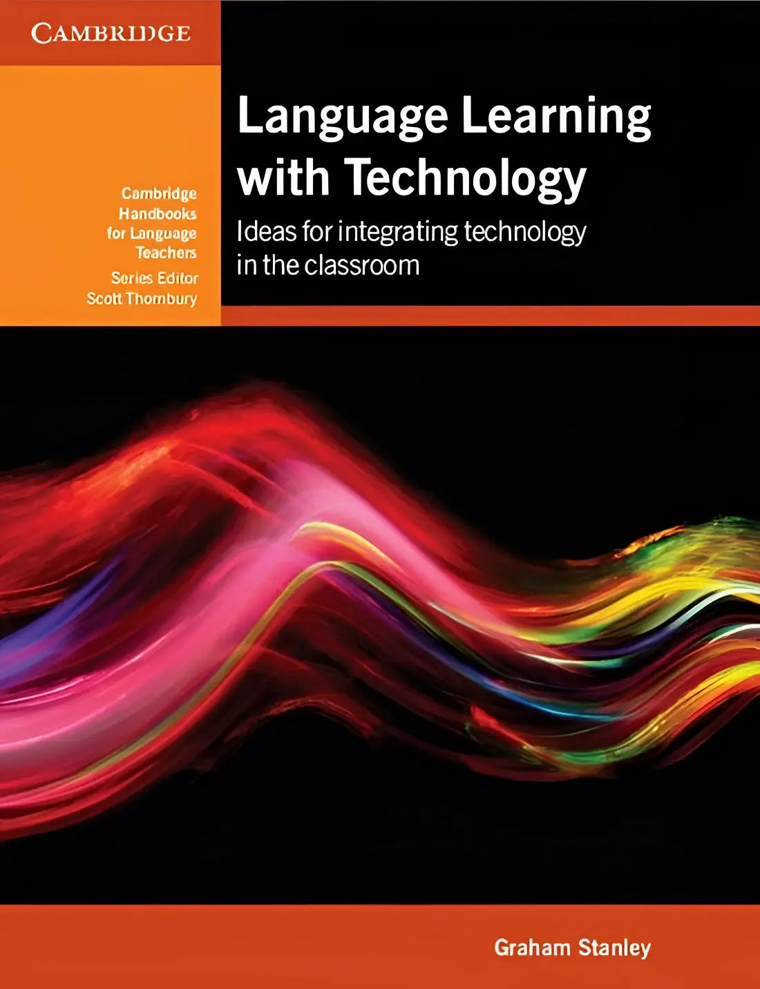 Boek cover van language learning with technology met levendige regenbooglichteffecten voor leren met technologie in de klas