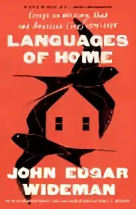 Zwarte en witte grafische boekomslag van languages of home essays on writing hoop en american lives 1975-2 van john edgar wideman