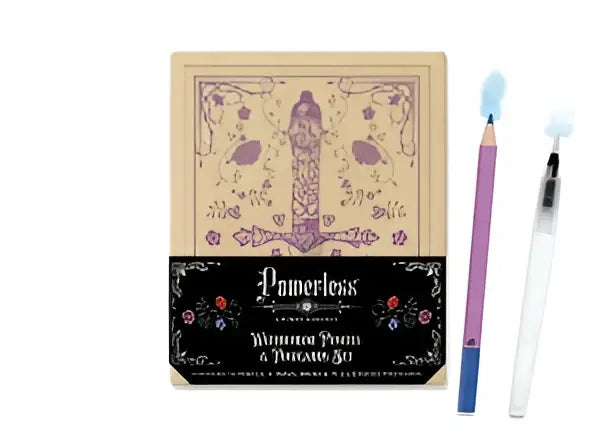 Papercraft watercolor pencils and brush set in vintage box with floral illustrations from lauren roberts pencils and postcards