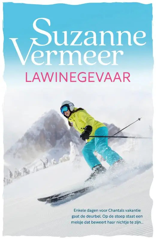 Skiër in actie op besneeuwde hellingen met helder gele ski jas en groene broek voor lawinegevaar bescherming