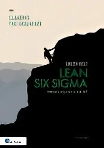 Zwart-wit grafisch ontwerp op donkere achtergrond met lean six sigma tekst voor sigma green belt product