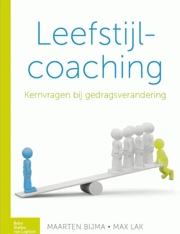 Boekcover leefstijlcoaching met titel in blauw en subtitel in geel door maarten bijma max lak bsl media