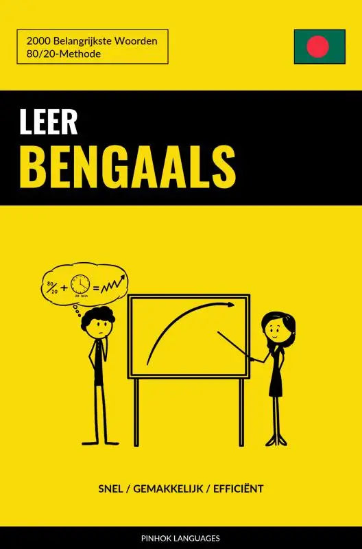 Heldere gele leer bengaals boekcover met belangrijkste woorden en illustraties van lesgeven naast een schoolbord