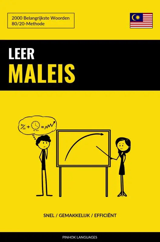 Gele en zwarte omslag van leer maleis leerboek met 2000 belangrijkste woorden door pinhok languages