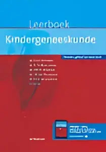Rood leerboek kindergeneeskunde met blauwe titelbalk en witte tekst door koninklijke boom uitgevers