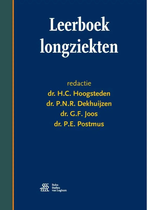 Deep blue hardcover leerboek longziekten with white and gold lettering published by bohn stafleu van loghum for interne geneeskunde by bsl media