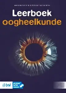 Boekcover van leerboek oogheelkunde met blauwe en groene oogillustraties uitgegeven door bsl media geneeskunde algemeen