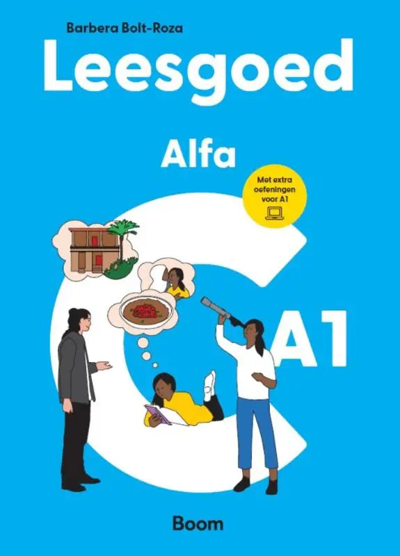 Helderblauwe leesgoed alfa c-a1 boekcover met titel door barbera bolt-roza uitgegeven door boom
