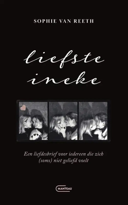 Zwart boek Liefste Ineke met elegante witte cursieve titel en zwart-wit fotocollage van drie vrouwen centraal
