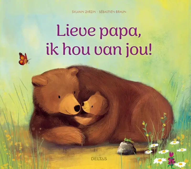 A zacht geïllustreerd kinderboek lieve papa met een bruine beer en zijn jongere cub voor jonge lezers