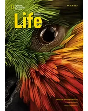 De cover van life 3rd edition beginner boek split b spark platform toont een kleurrijke close-up van een groene papegaai oog en snavel