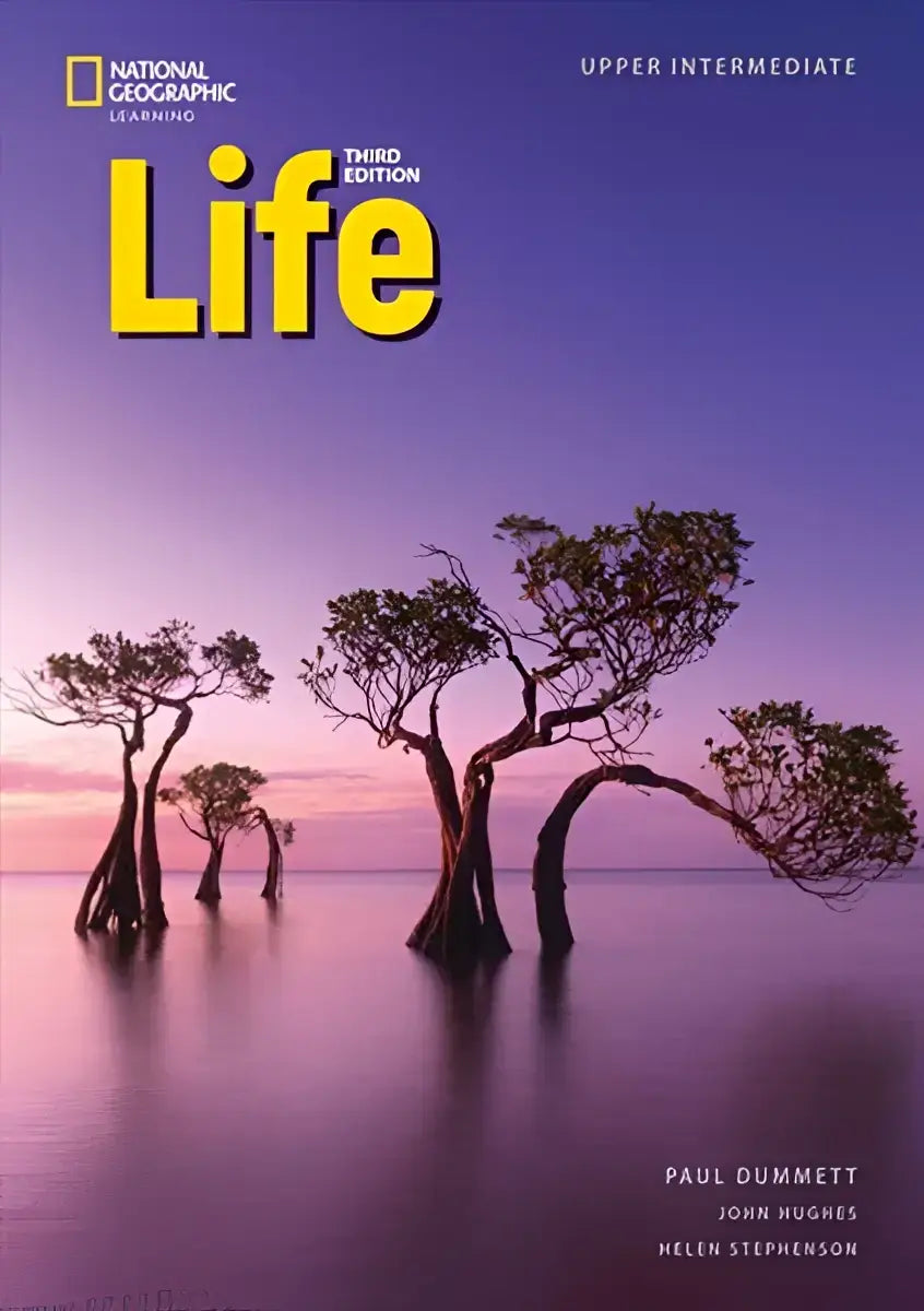 De voorkant van de national geographic learning life upper intermediate leerboek derde editie met spark platform