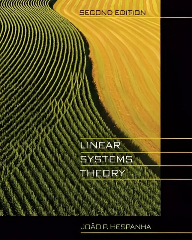 De boekcover toont groene en gouden landbouwvelden met de titel linear systems theory door joão p voor lineaire systemen theorie