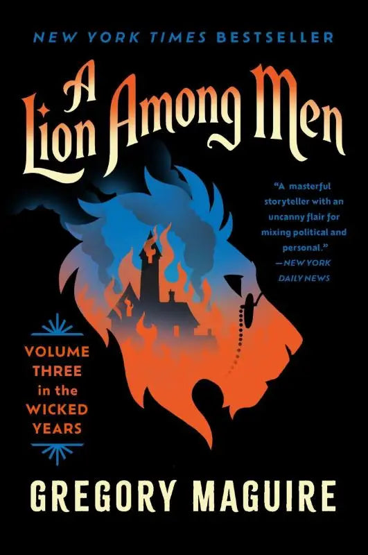 Het boekcover van volume drie in the wicked years toont een leeuwenkop in vurige oranje en blauwe tinten met titel