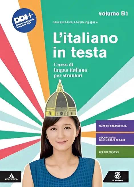 De cover van het l italiano in testa b1 quaderno dello studente met vrouw in gouden koepelvormige hoed van maurizio trifone en andreina sgaglione