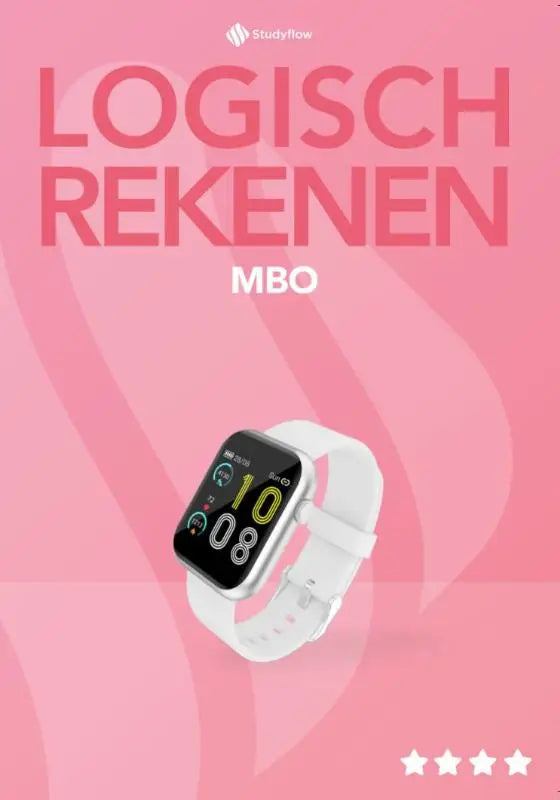 Witte smartwatch met rechthoekig digitaal scherm en kleurrijke cijfers voor logisch rekenen mbo leerwerkboek niveau 4