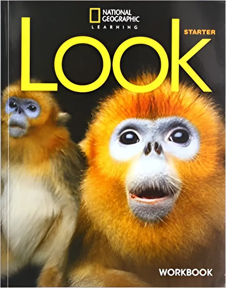 National geographic learning look starter workbook met levendige oranje en witte gouden snubneus aap voor jonge leerlingen verhalen en gebalanceerde vaardigheden