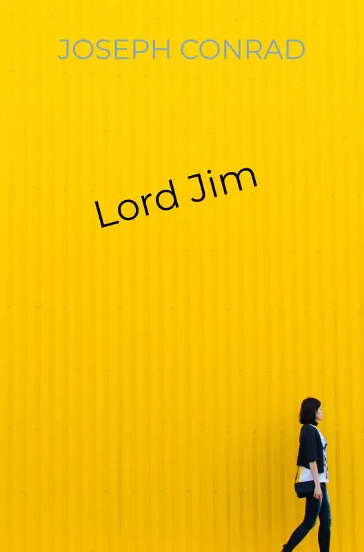 Helder gele gegolfde wand met lord jim van joseph conrad in zwarte tekst voor jonge lezers product