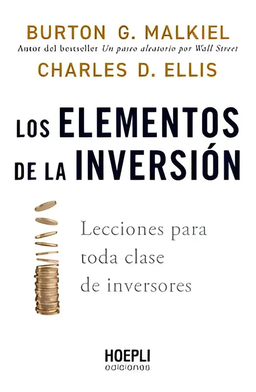 De boekomslag van los elementos de la inversión toont zwarte letters en gestapelde munten met lecciones para toda clase