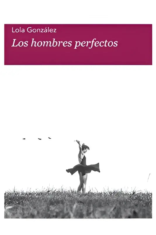 De boekcover van los hombres perfectos door lola gonzález toont witte tekst op een magenta banner bovenaan