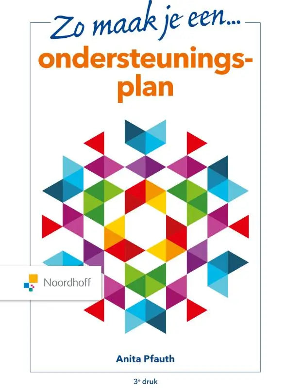 Een kleurrijke geometrische kaft met symmetrisch patroon van driehoeken voor anita pfauth zo maak je een ondersteuningsplan sociale kwesties ethische kwesties