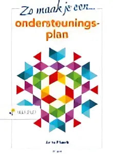 Kleurige geometrische boekomslag van zo maak je een ondersteuningsplan met titel 20 maak je een ondertekeningenplan en vrijheid branding, relevant voor sociale en ethische kwesties van anita pfauth