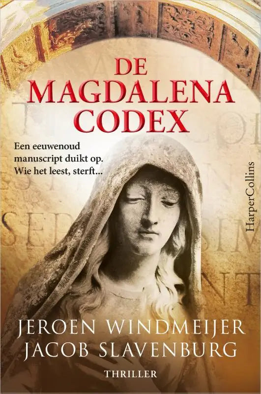 De cover van de eeuwenoud manuscript De Magdalenacodex toont een stenen standbeeld van Maria Magdalena met gesloten ogen