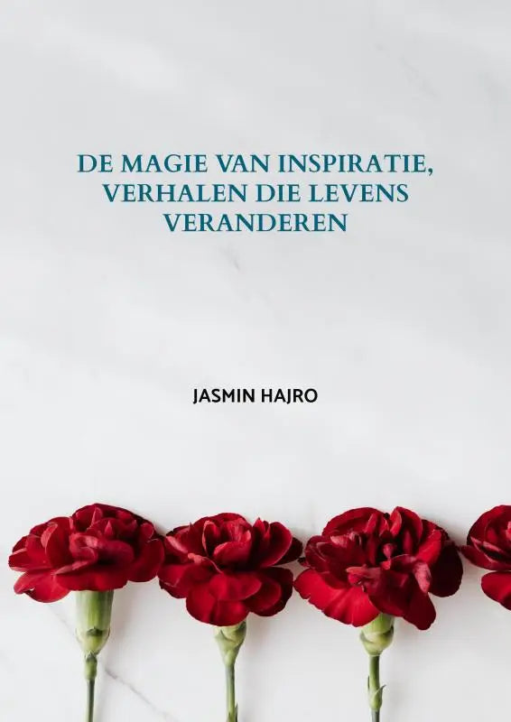 Een rij levendig rode anjers met groene stelen op licht marmer als symbool voor levens veranderen verhalen