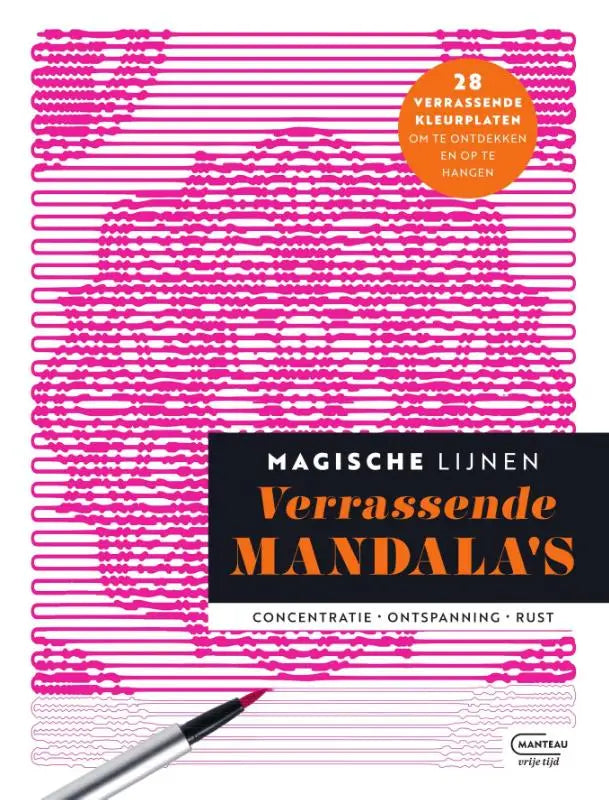 Een levendig roze mandalaboek met magische lijnen verrassende intricate lijntekeningen voor ontspanning