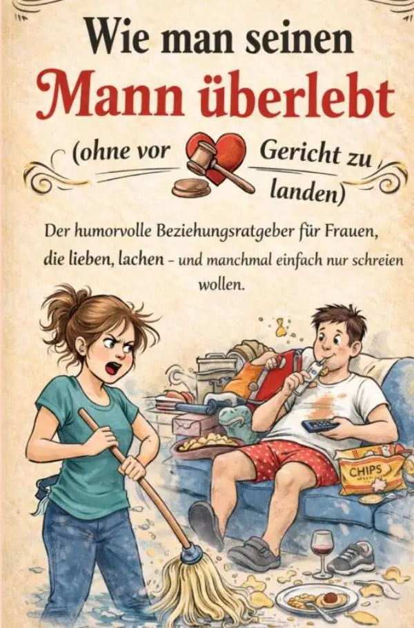 De geïllustreerde boekomslag toont de titel wie man seinen mann überlebt in rood en zwart voor vrouwen zonder vor gericht