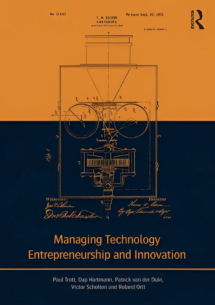 De boekcover toont een technische blauwdruk van een instrument voor managing technology entrepreneurship en innovatie