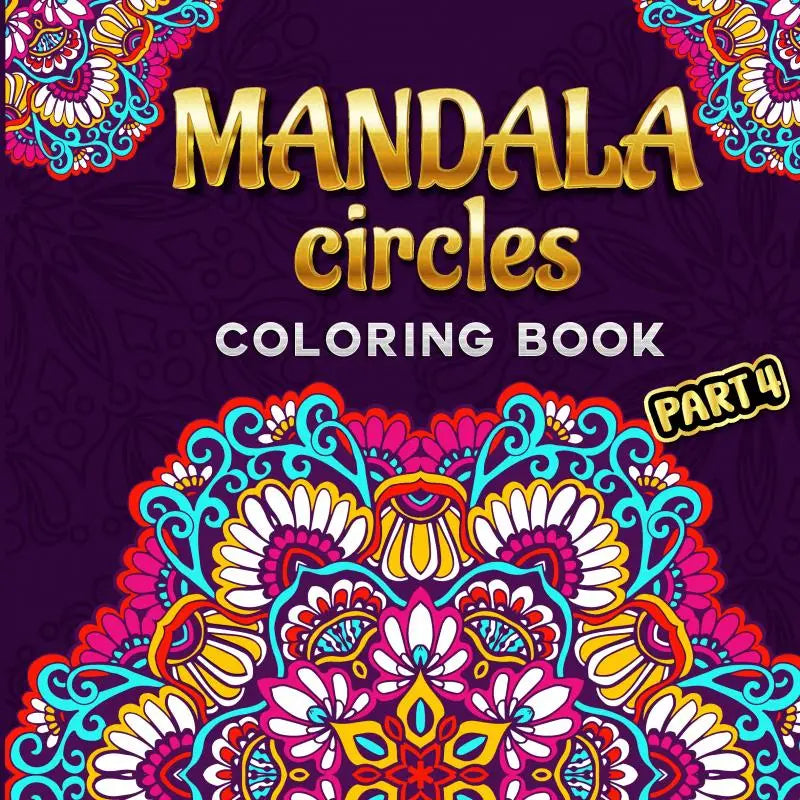 Vibrant mindfulness kleurboek mandala circles part 4 met goudkleurige letters en paarse omslag