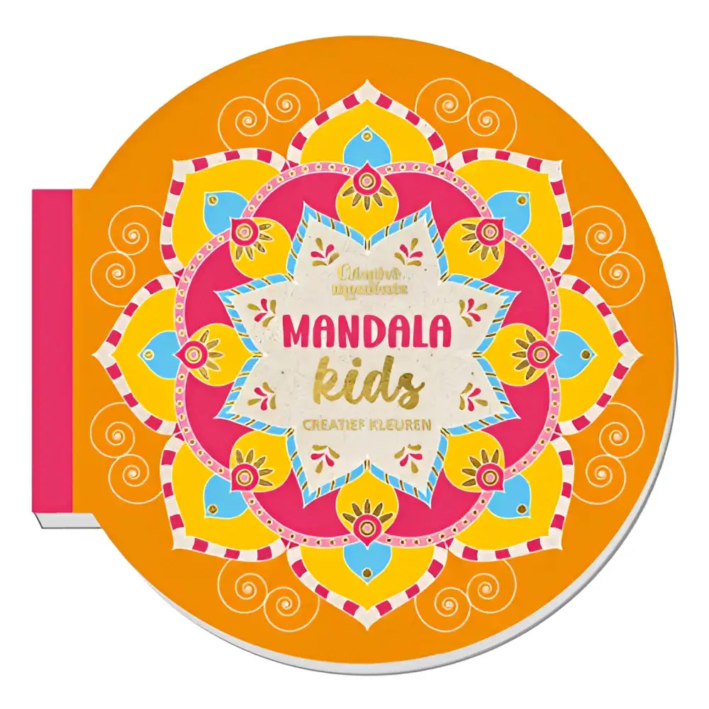 Vibrant oranje ronde mandala kids activiteit boek met stevig omslag en dik papier en kleurrijke bloemenpatronen