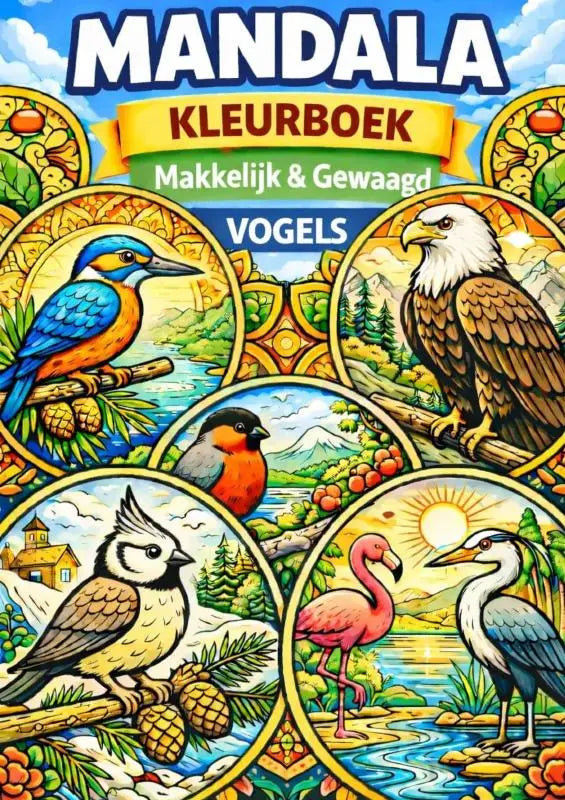 Kleurige mandala kleurboek met gedetailleerde vogelillustraties geschikt voor ontspanning en creativiteit