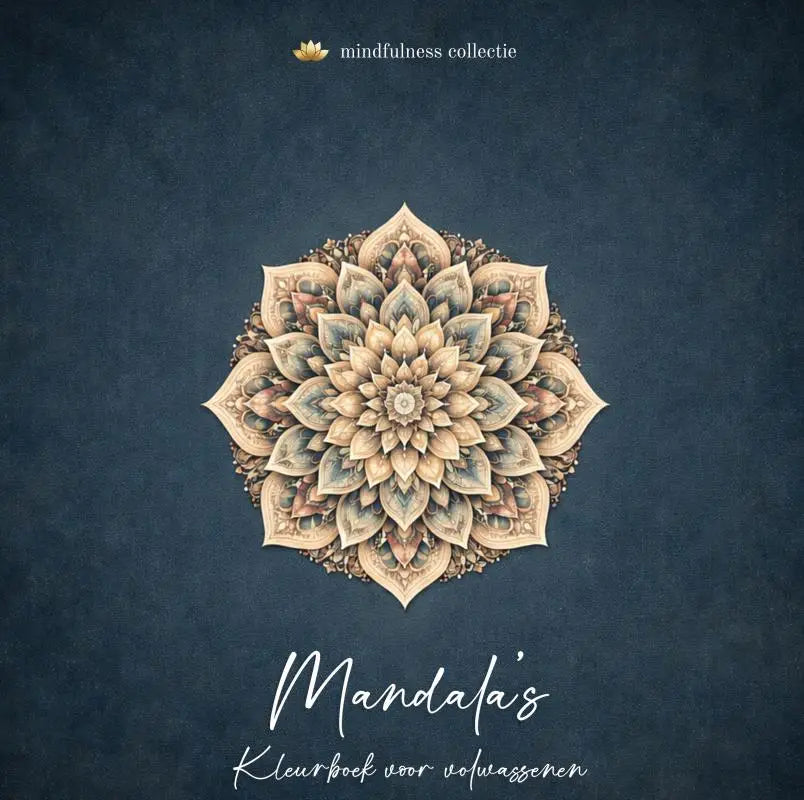Gedetailleerd symmetrisch mandala in aardetinten in mandala kleurboek van de mindfulness collectie voor volwassenen