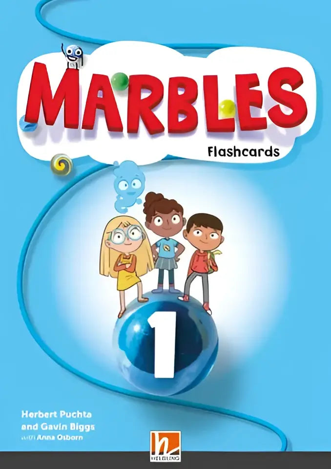 Blauwe marmeren flashcardhoes Marbles 1 met witte 1