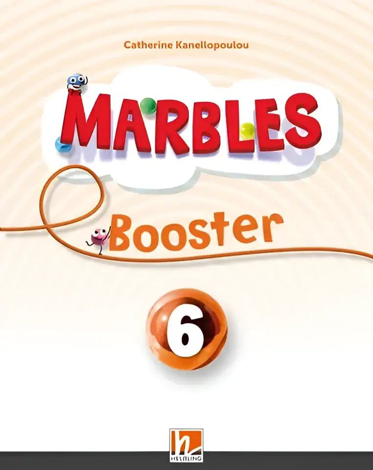 Marbles Booster 6 werkboek kaft rood-oranje met cartoons