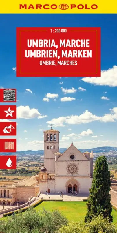 MARCO POLO Reisekarte Italien 08 Umbrien, Marken 1:200.000 - Straßenkarte und Autokarte mit sehenswerten Strecken, Highlights und digitaler Erweiterung