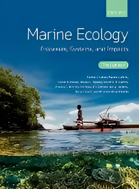 De boekomslag van marine ecology toont een levendige onderwaterwereld met turquoise water en groene koralen