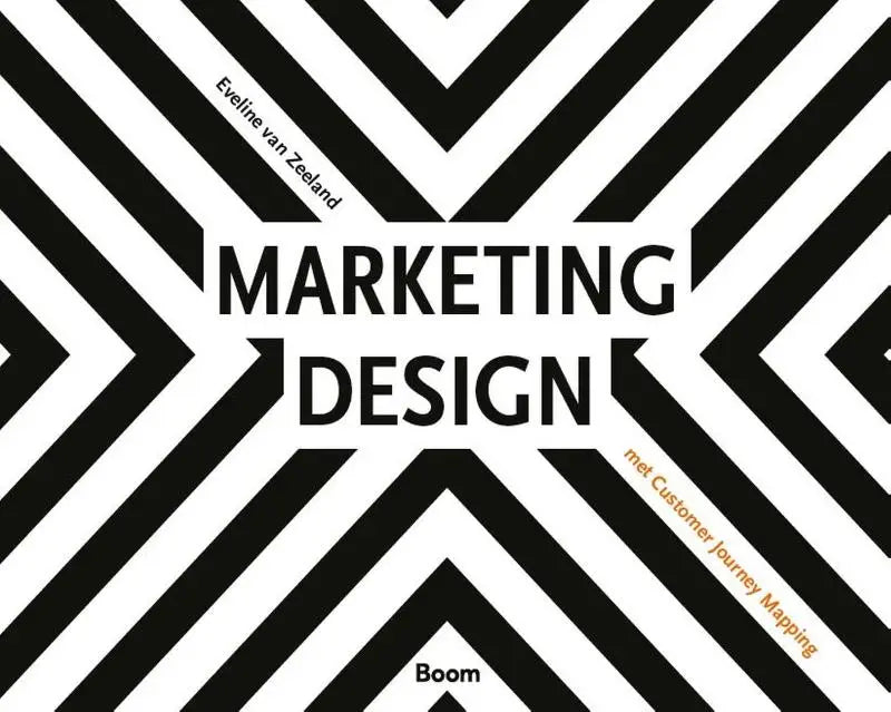 Black and white geometric patterned book cover marketing design by eveline van zeeland for customer journey mapping