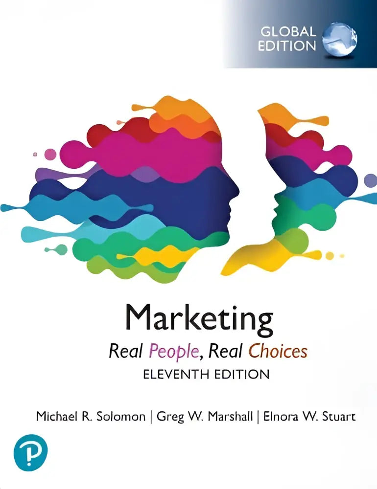 De omslag van de elfde editie van marketing real people real choices door michael r toont studenten hoe marketing werkt
