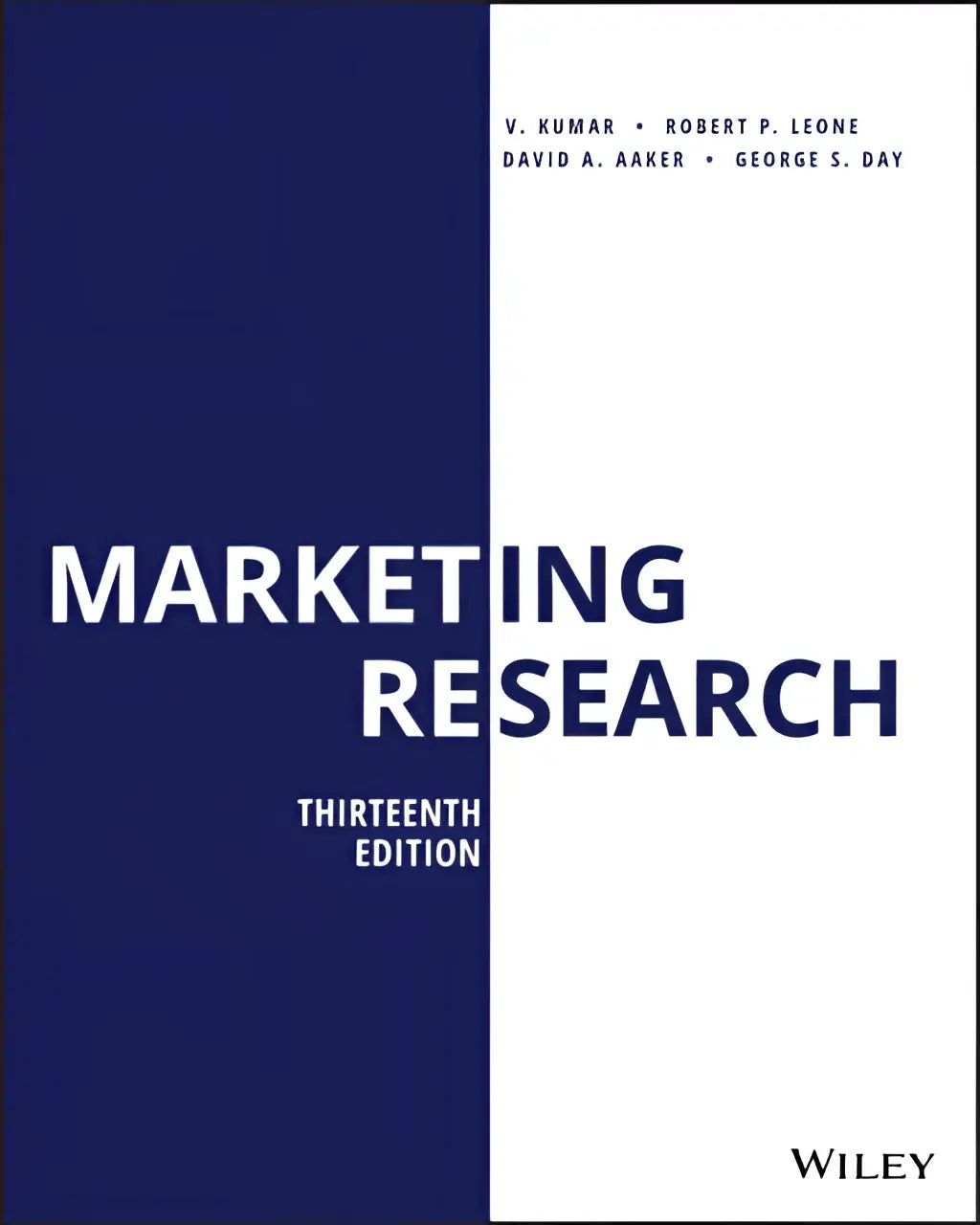 Blauwe en witte hardcover marketing research boek dertiende editie van wiley met focus op market research en methodologies
