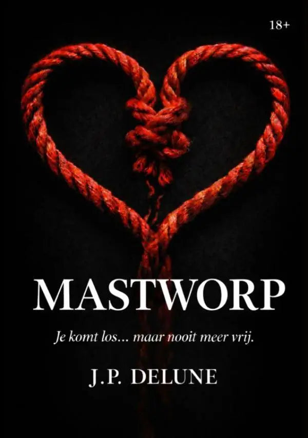 Een rode gevlochten touwmastworp komt los maar nooit meer vrij in een complexe hartvormige knoop