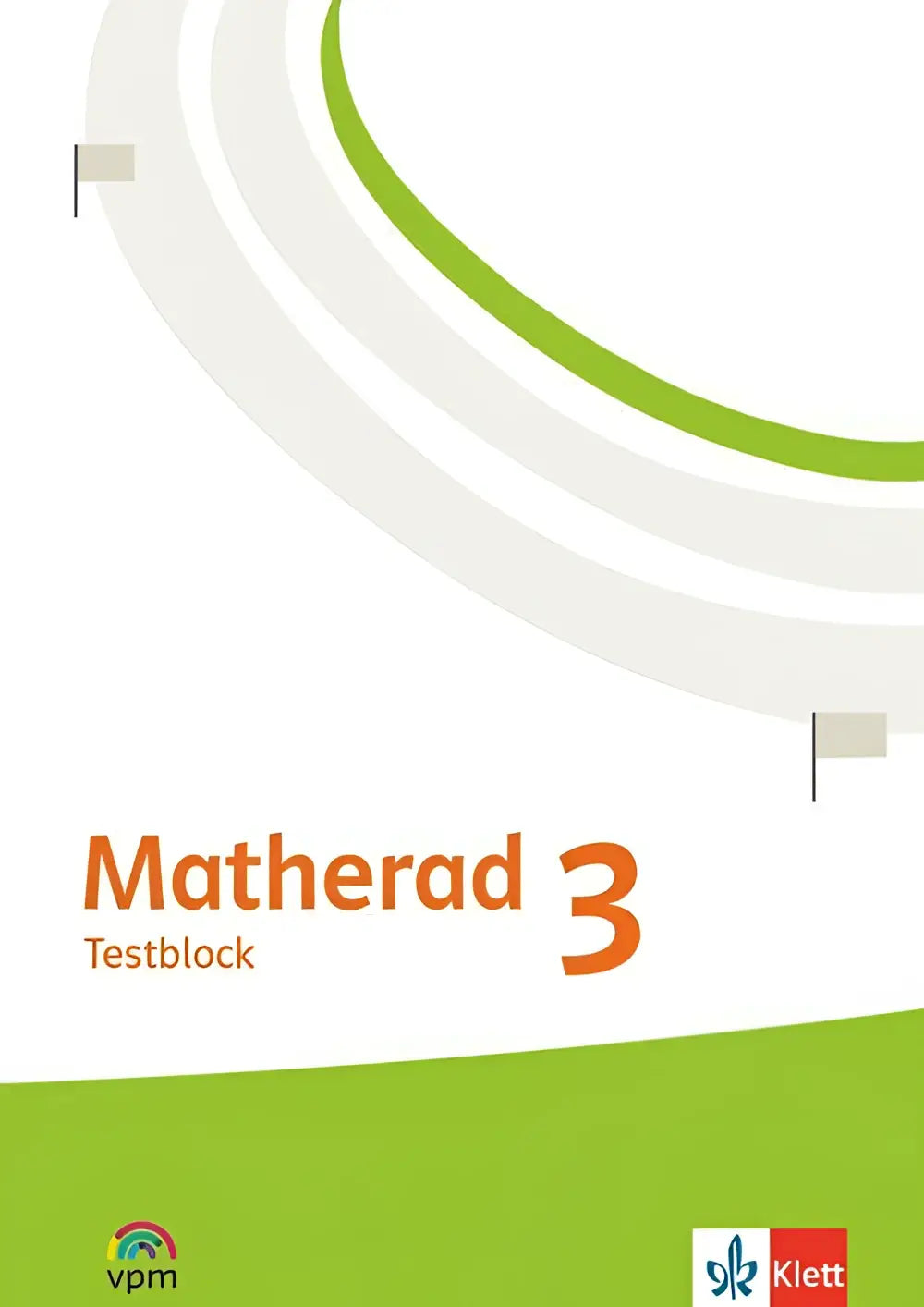 Groen-witte cover van matherad 3 testblock educatief werkboek by klett voor testblock klasse 3 gebruik