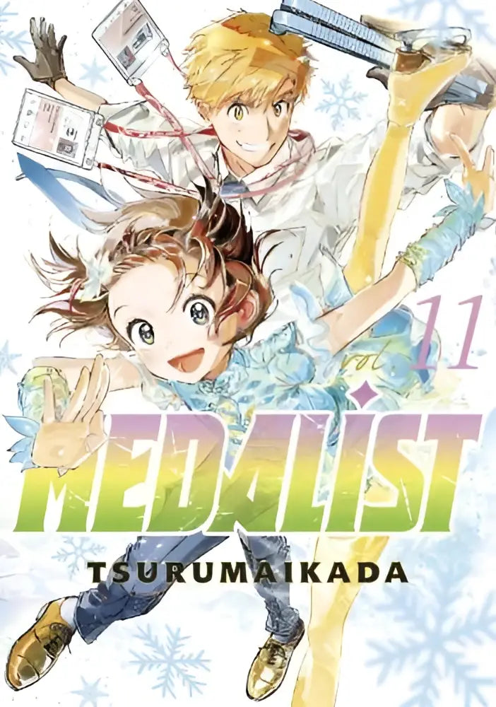 De cover van medalist volume 11 door tsurumaki kada toont twee animepersonages in dynamische poses tegen een sneeuwachtergrond