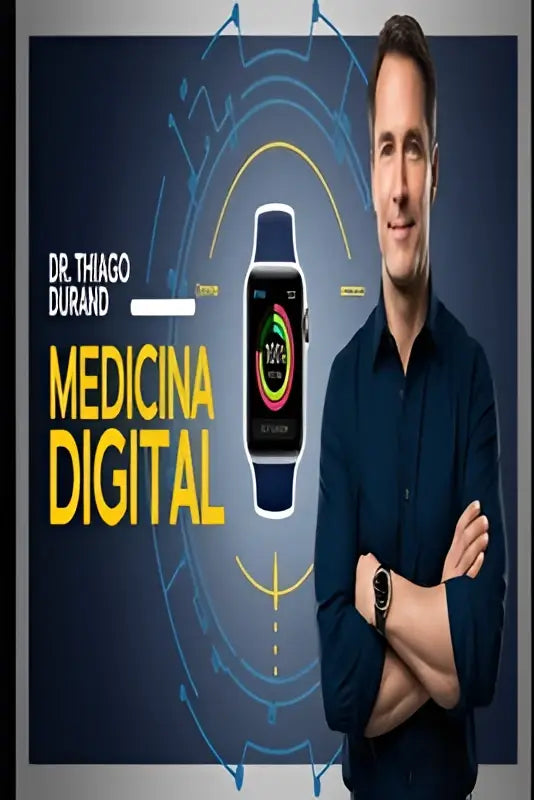 Een slanke zwarte apple watch met digitaal display voor gezondheid metrics op de linker pols in medicina digital toekomst verbonden met de gezondheid